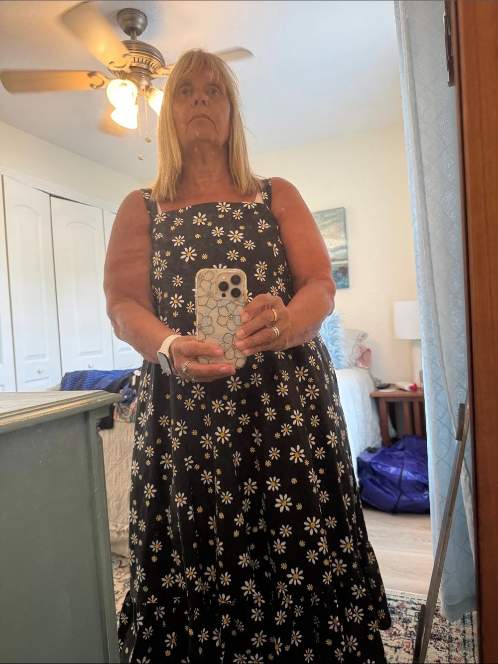 Kate Spade New York Black Daisy Print Fit & Flare Sundress XXL